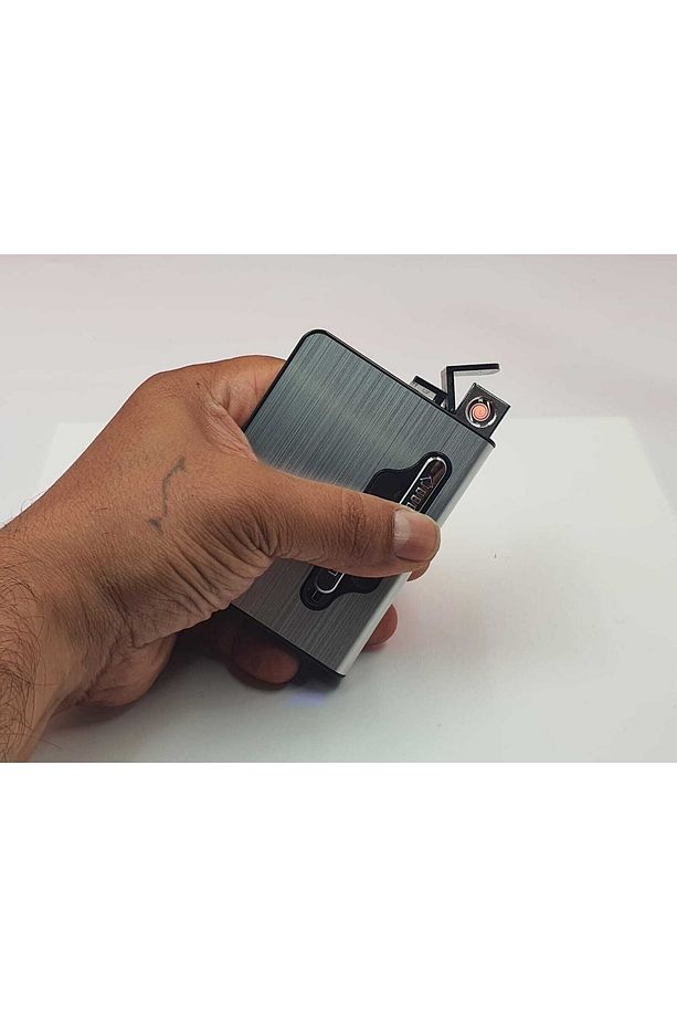 Usb Şarjlı Elektronik Çakmak Taşınabilir Sigara Paketi Muhafaza Kutusu Metalik Osmanlı Tuğra - 1