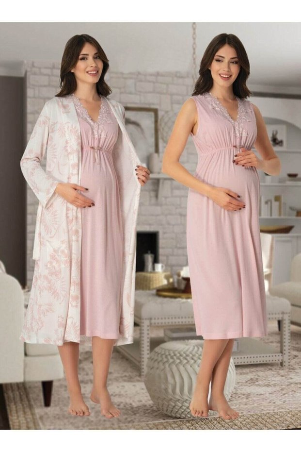 Maternity Nightgowns - Pink - Long
