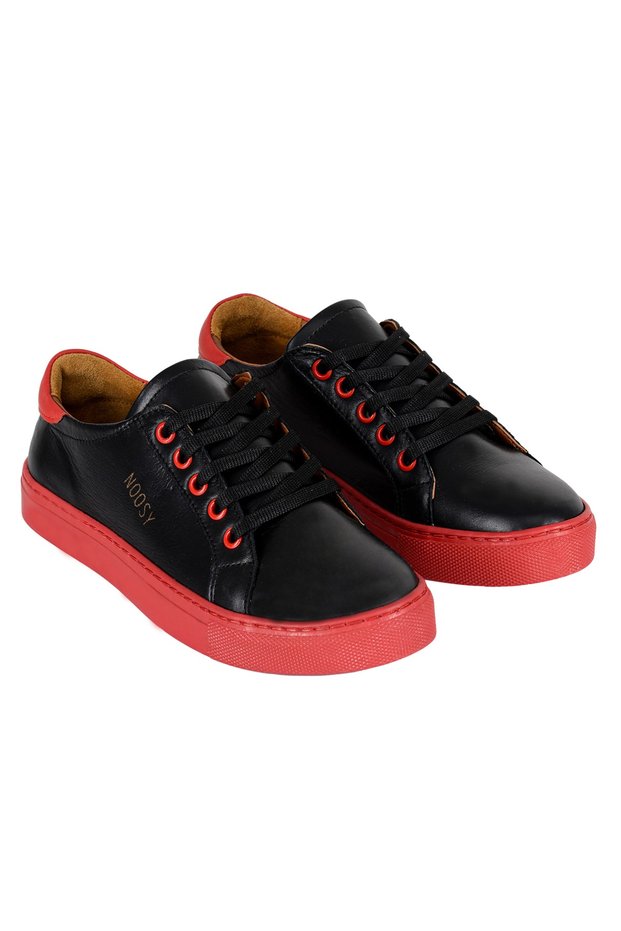 Red - Genuine Leather Women's Sneakers