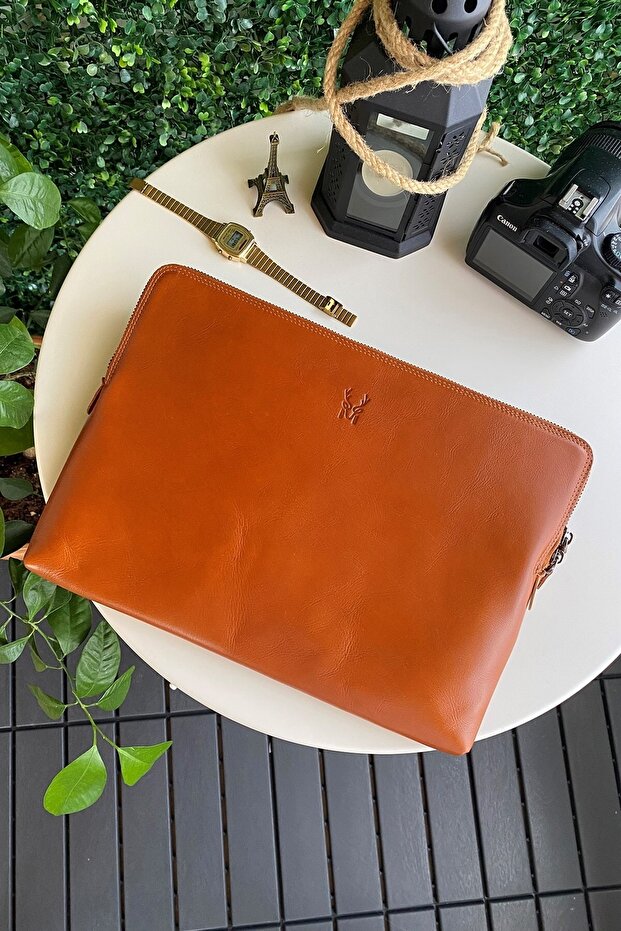 Renton - Premium Genuine Leather 13 Inch Tan Macbook, Laptop Bag