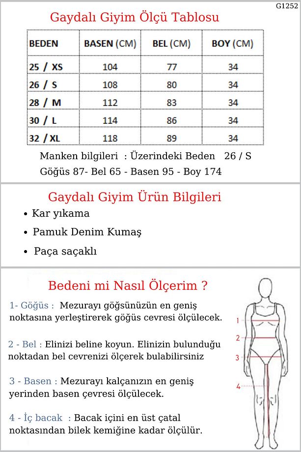 Kadın Mavi Kar Yıkama Denim Kot Şort Saçaklı Jeans Şort - 4