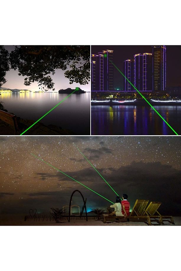 New Model Şarjlı Güçlü Yeşil Lazer Pointer Yakıcı 1000 Mw Siyah Metal Kasa 2022 - 5