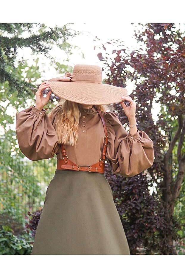 Milk Coffee Balloon Sleeve Vintage Shirt