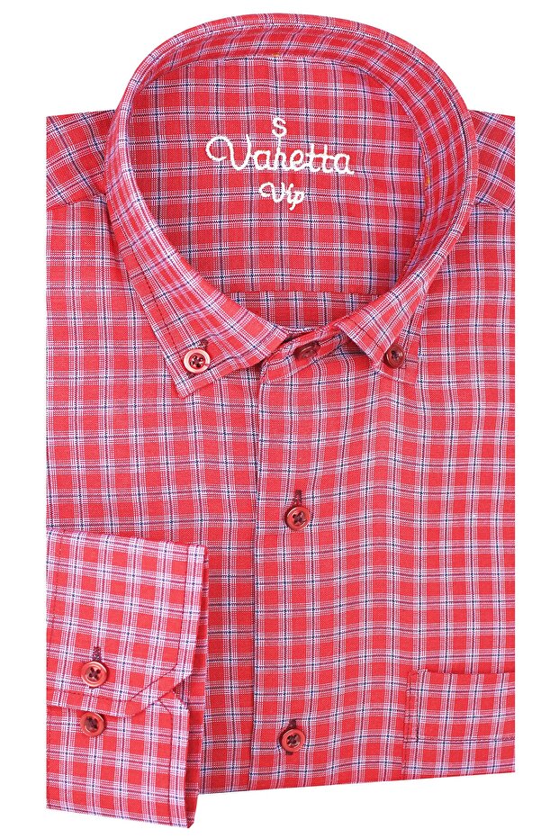 Men's Venetian Red Long Sleeve Classic Cut Shirt