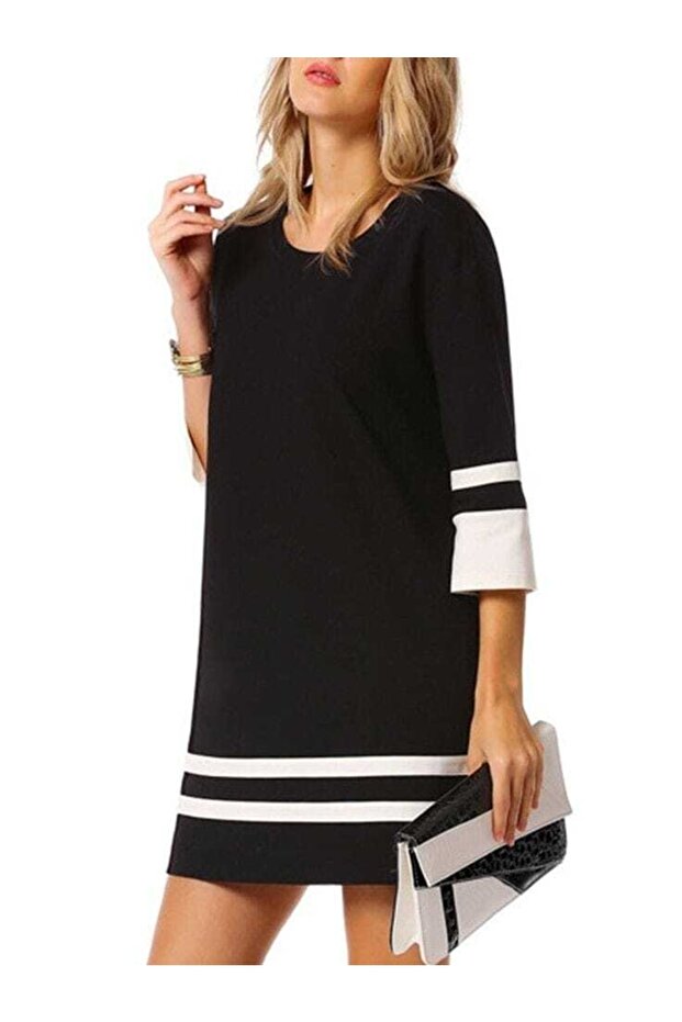 Siyah Diz Üstü Elbise - 2