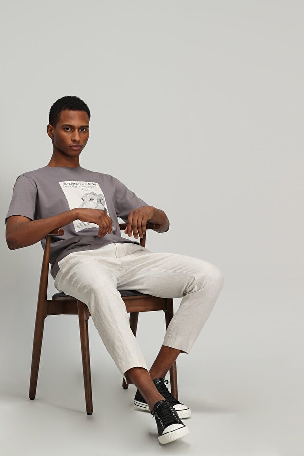 Best Erkek Grafik Basic Tisört Vizon - 4