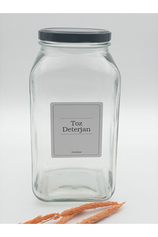 Decorative Glass Jar Black Metal Lid 3 Liters (powder Detergent)