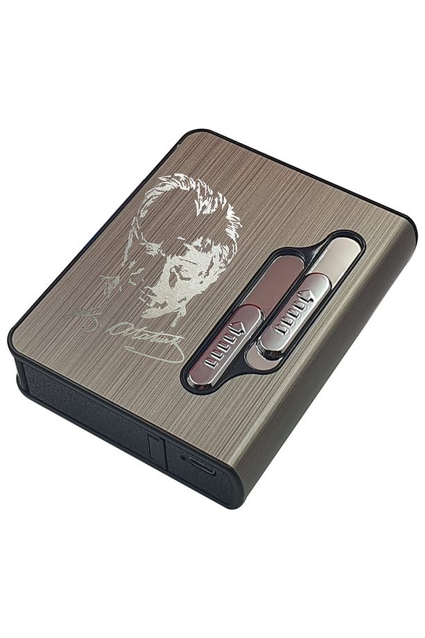 Usb Şarjlı Elektronik Çakmak Taşınabilir Sigara Paketi Muhafaza Kutusu Atatürk - 2