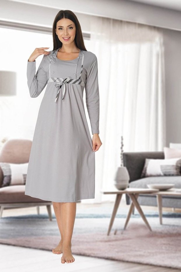 Effortt Women's Gray Pregnant Postpartum Nightgown