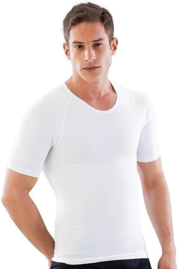 Men's White Seamless Half Sleeve Corset Undershirt
