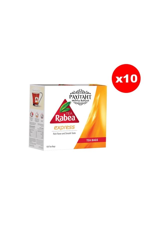 Rabea Tea - Express Yumuşak Içimli Zengin Aromalı Siyah Çay 100 Poşet 10x Paket - 1