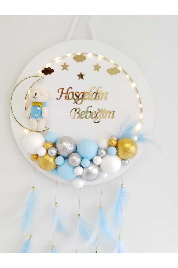 Kapı Süsü Ledli Bubble Ayıcıklı Ahşap Yuvarlak Pano - 2