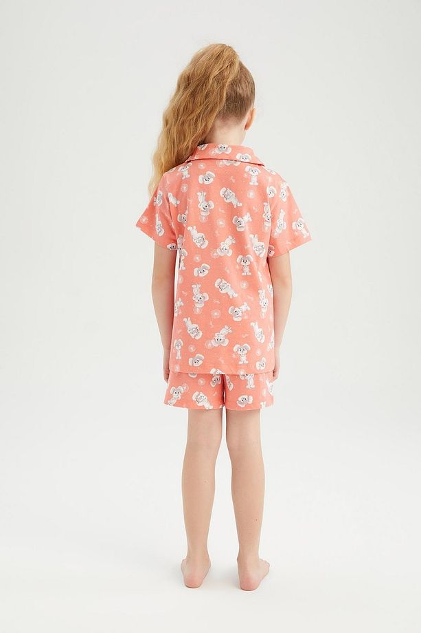 Kız Çocuk Desenli Kısa Kollu Şort Pijama Takım - 5