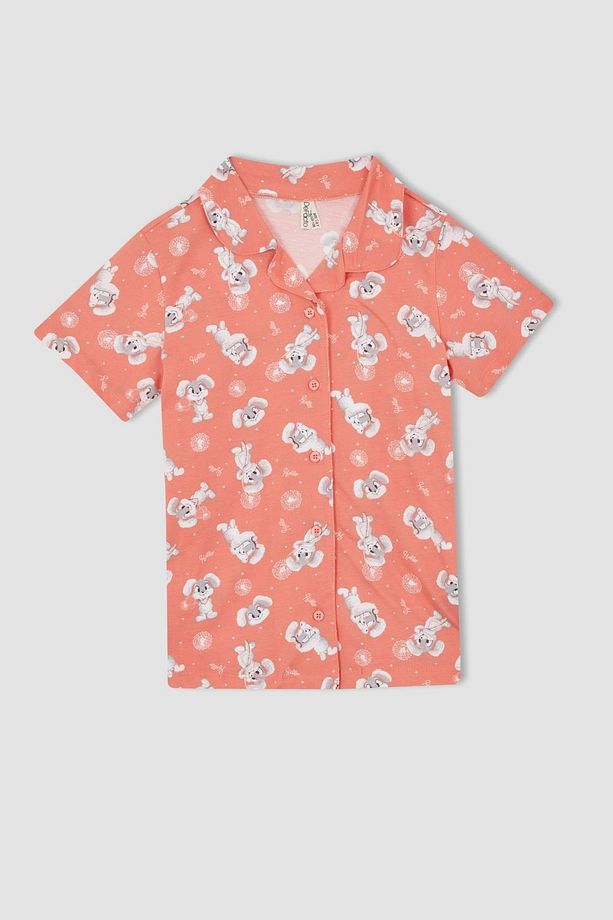 Kız Çocuk Desenli Kısa Kollu Şort Pijama Takım - 7