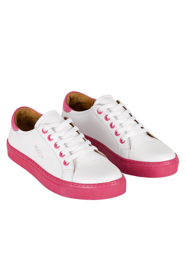 Pink - Genuine Leather Women's Sneakers