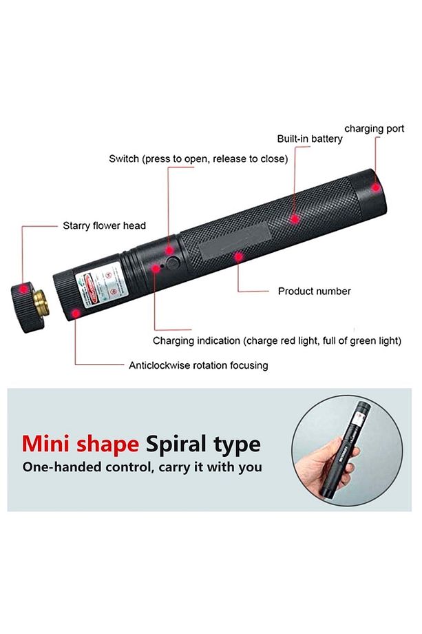 New Model Şarjlı Güçlü Yeşil Lazer Pointer Yakıcı 1000 Mw Siyah Metal Kasa 2022 - 8