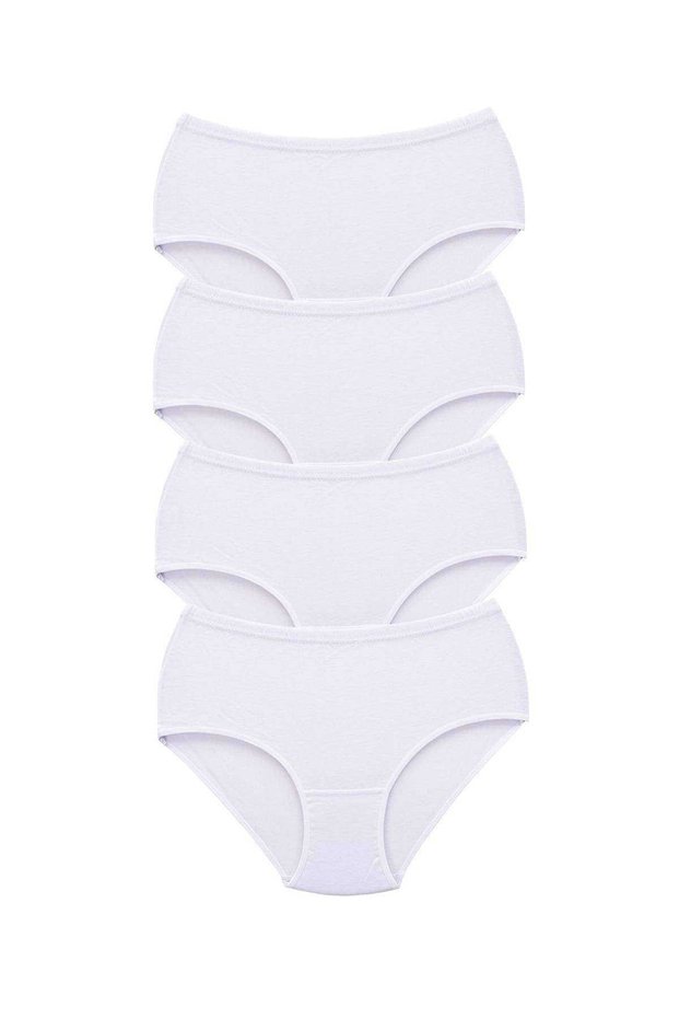 4 Pieces Tutku Women's High Waist Bato Thick Rubber Panties White (With Earphones as a Gift)