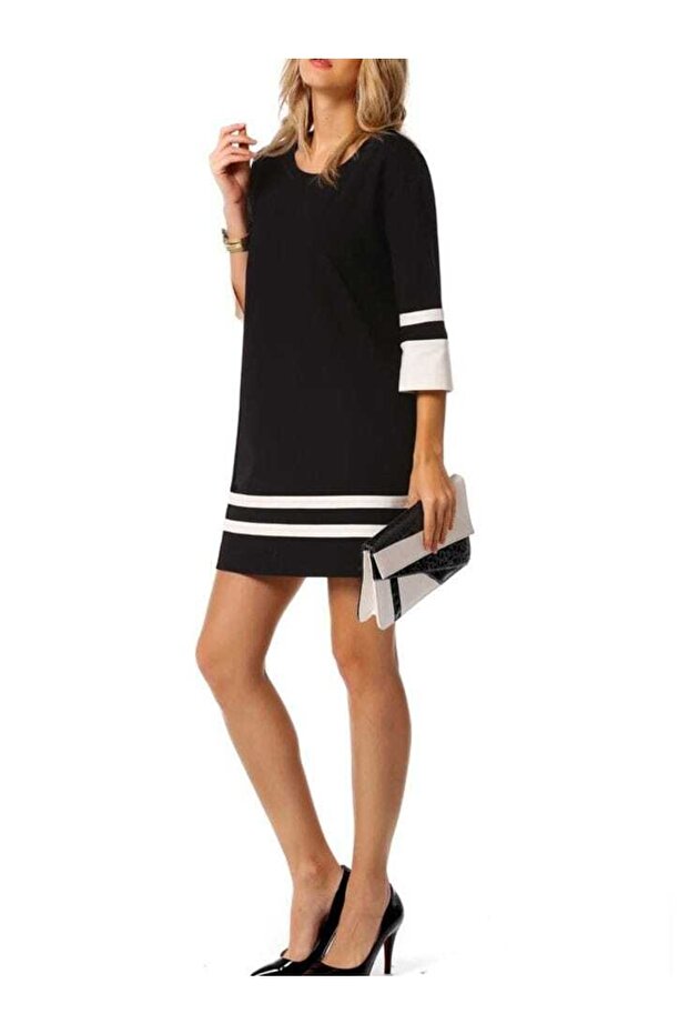 Siyah Diz Üstü Elbise - 1