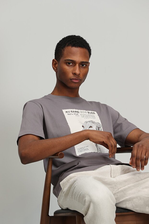 Best Erkek Grafik Basic Tisört Vizon - 5