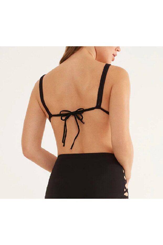Üçgen Bikini Üst - Siyah - 2