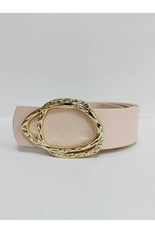 Kadın Gold Tokalı Pudra Kemer - 1