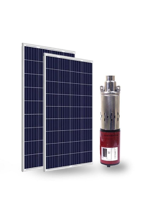24 Volt Dc Solar Güneş Enerjili Dalgıç Pompa 250w 15 Mt Kablolu Panel Set - 1