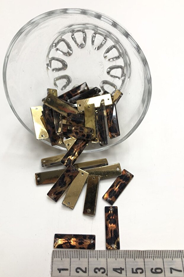 Leopard Rectangular Plastic Stone 1 Pack 20 Pieces – Beads - 1