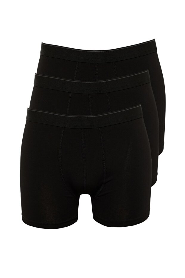 Siyah 3'lü Paket Düz Boxer TMNAW20BX0063 - 4