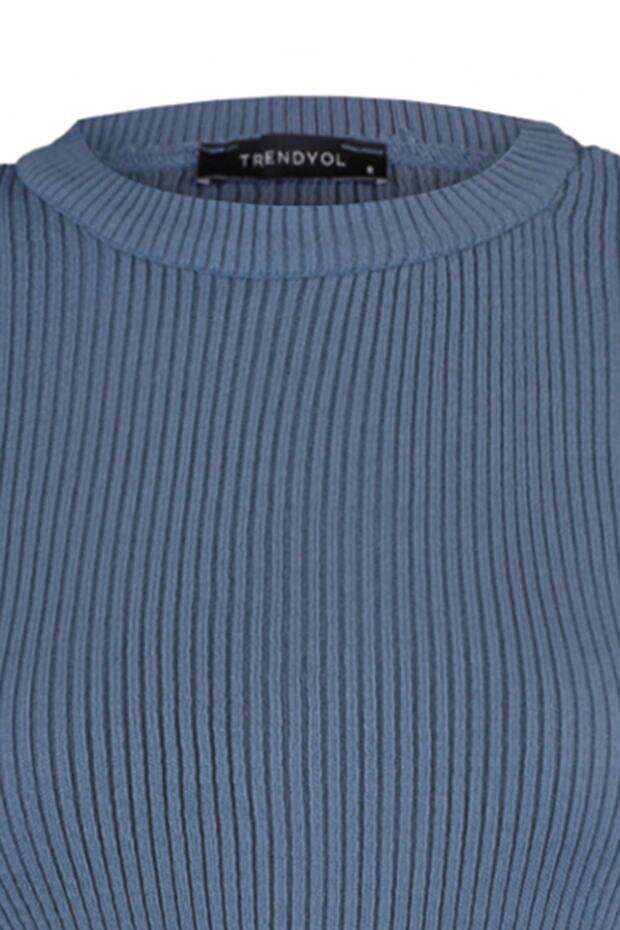 Indigoblauer Basic-Pullover aus Kordelstrick TWOAW22KZ1708 - 8