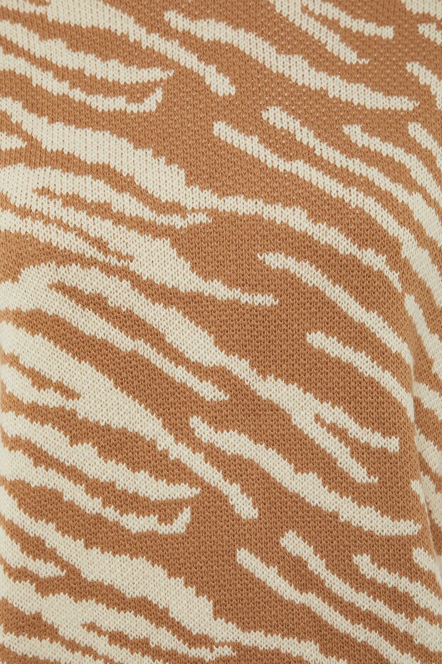 Kamel gemusterter Strickpullover TWOAW22KZ0499 - 6