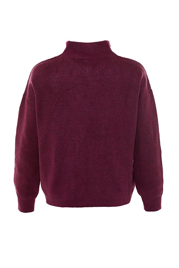 Hellvioletter Strickpullover mit weicher Struktur und Reißverschluss TWOAW20XS0009 - 21