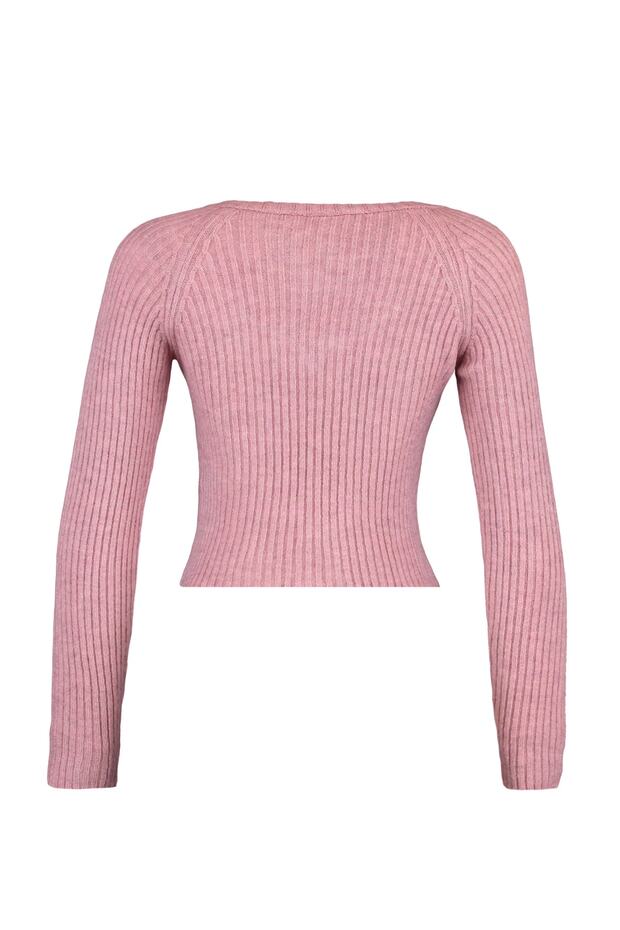 Gül Kurusu Crop Yumuşak Dokulu Basic Triko Kazak TWOAW22KZ1453 - 6