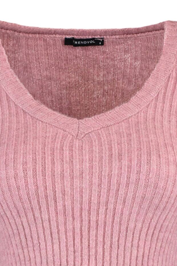 Gül Kurusu Crop Yumuşak Dokulu Basic Triko Kazak TWOAW22KZ1453 - 8