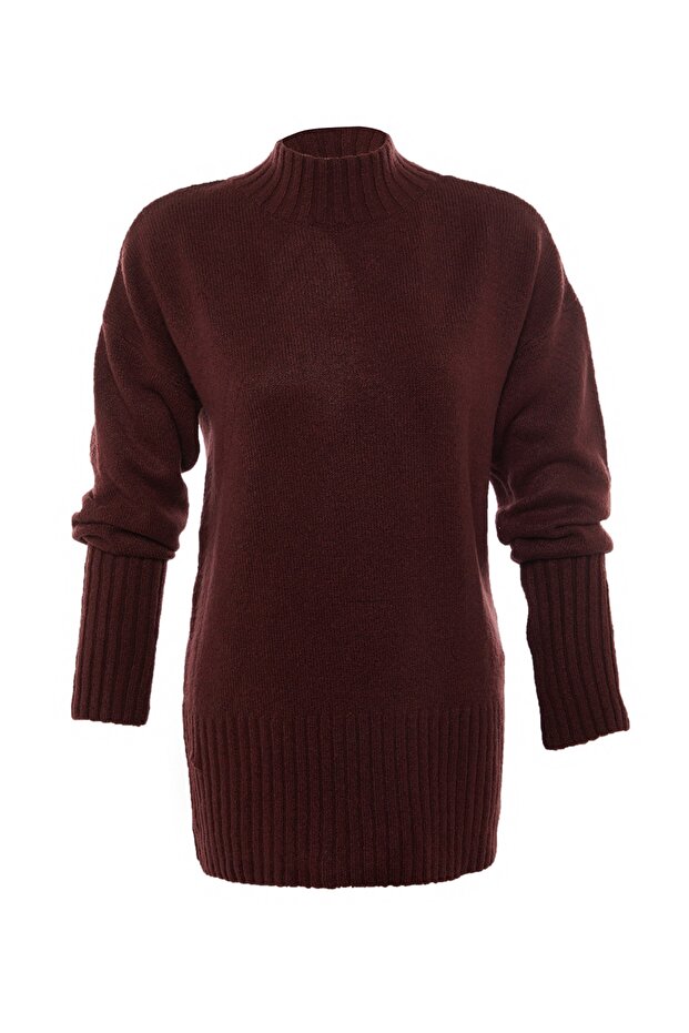 Bordo Geniş Kalıp Yumuşak Dokulu Basic Triko Kazak TWOAW23KZ00490 - 8