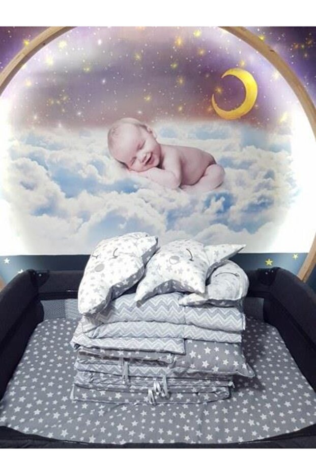 70x120 Baby Sleeping Set with Mosquito Net Thin Zigzag Pattern 12 Pieces Compatible with Park Cribs (crib is Excluded) - 8