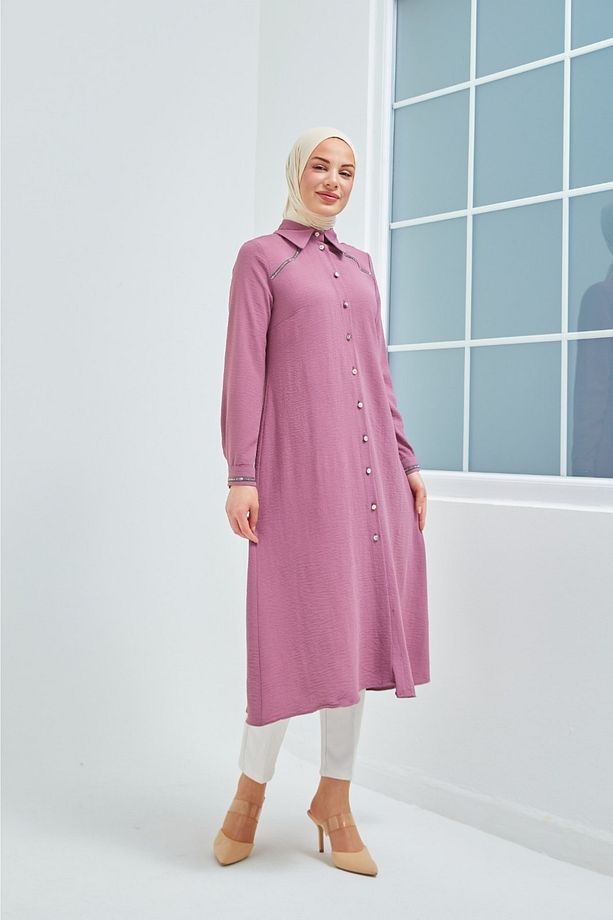 Kolu Ve Önü Taş Detaylı Tunik - 4