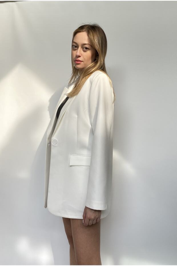 Kadın Ekru Blazer Ceket - 2