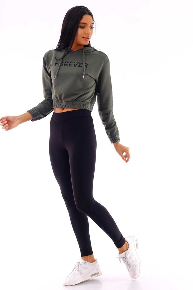 Crop cu glugă imprimată - 5