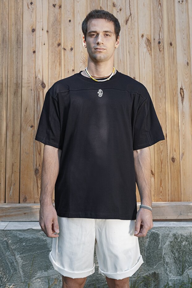 Siyah Oversize Erkek Tsort