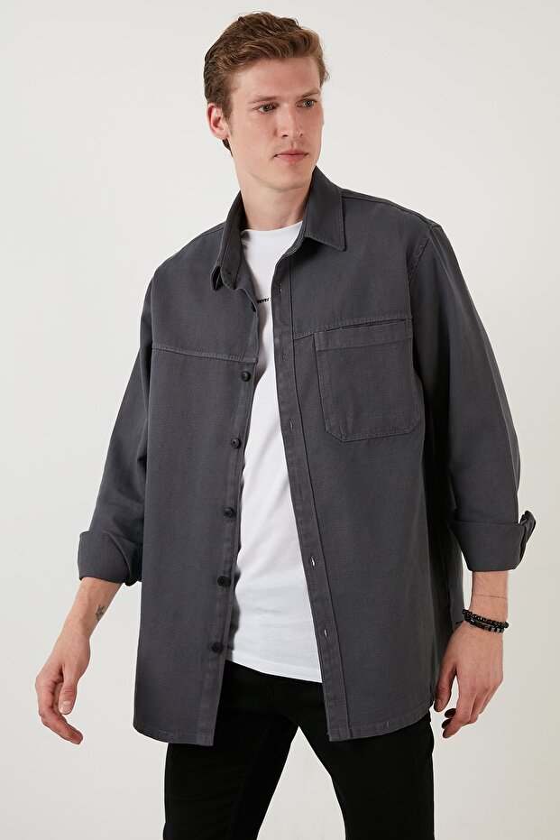 Pamuklu Regular Fit Tek Cepli Gömlek Erkek Gömlek Cf23w192736 - 3