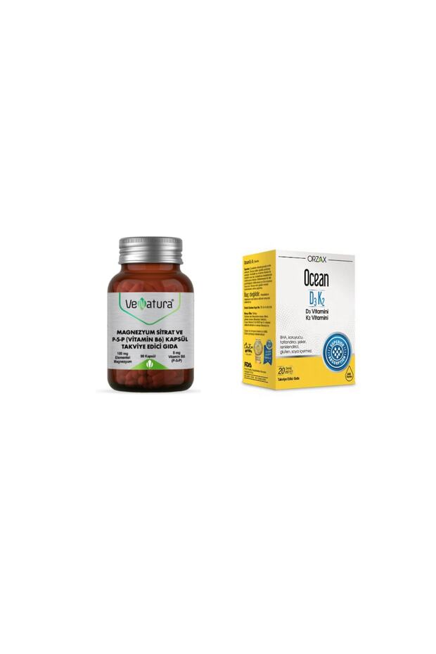 Magnezyum Sitrat,p5p ( B6) 90 Kapsül + D3 K2 Damla 20 Ml - 1