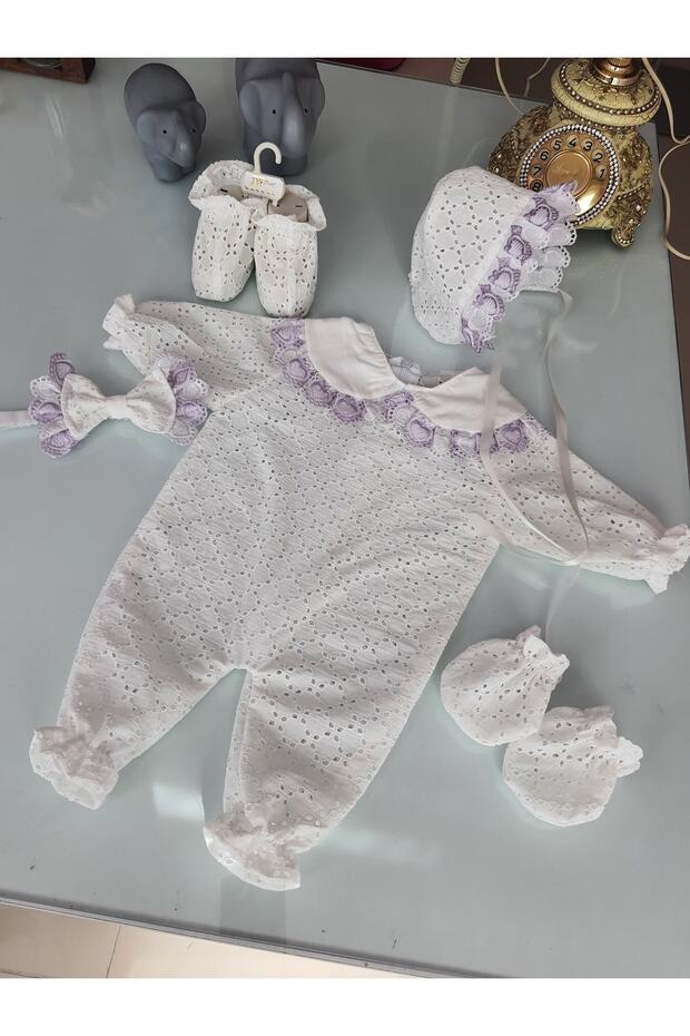 Cotton Scallop Baby Jumpsuit - Scallop Hospital Exit