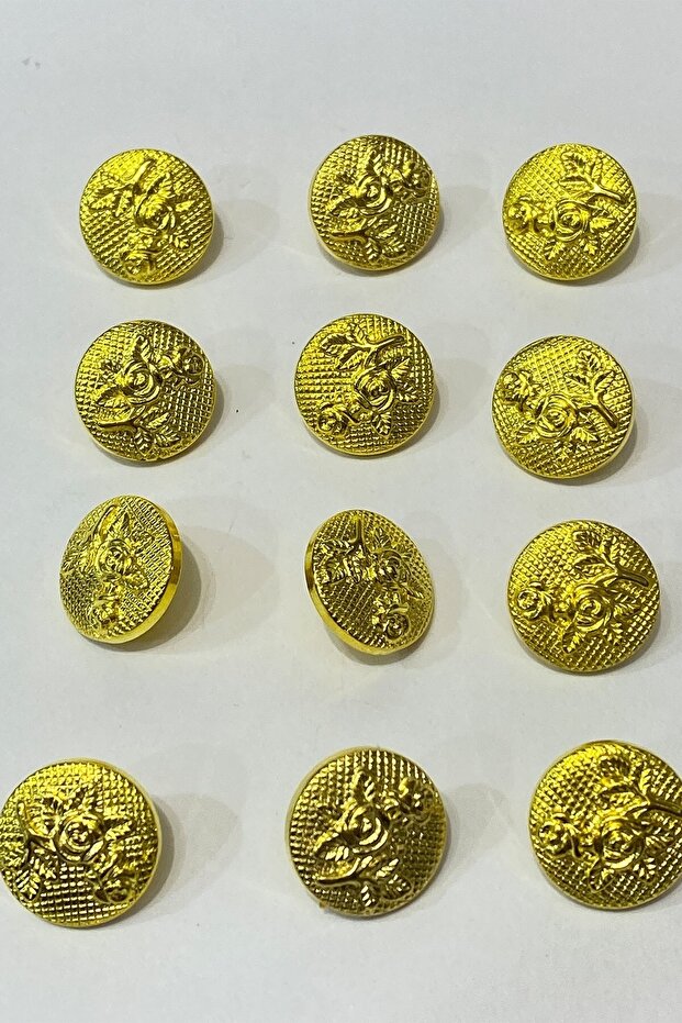 Yellow Patterned Plastic Button 1 Pack 10 Pieces – Button - 2