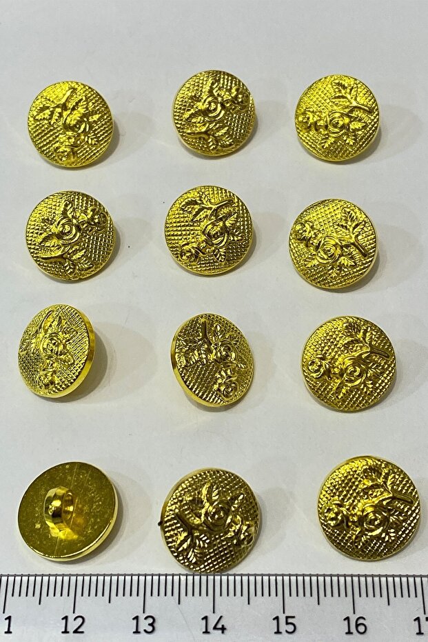 Yellow Patterned Plastic Button 1 Pack 10 Pieces – Button - 7
