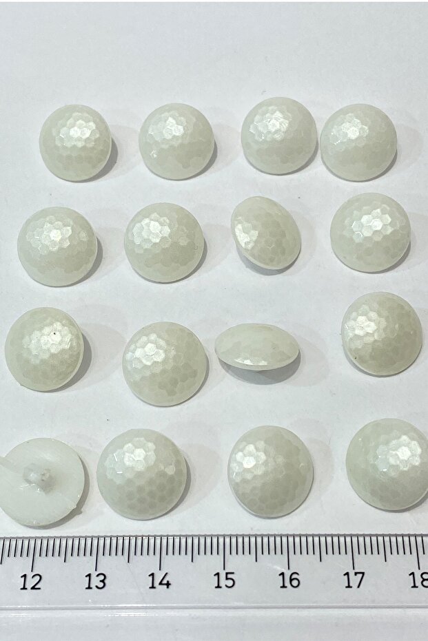 Cream Patterned Plastic Button 1 Pack 10 Pieces – Button - 3