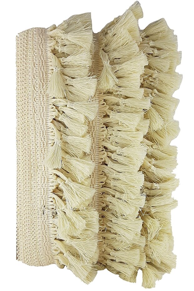 Krem Topuzlu Saçak Püskül – Dekoratif Şerit - 4