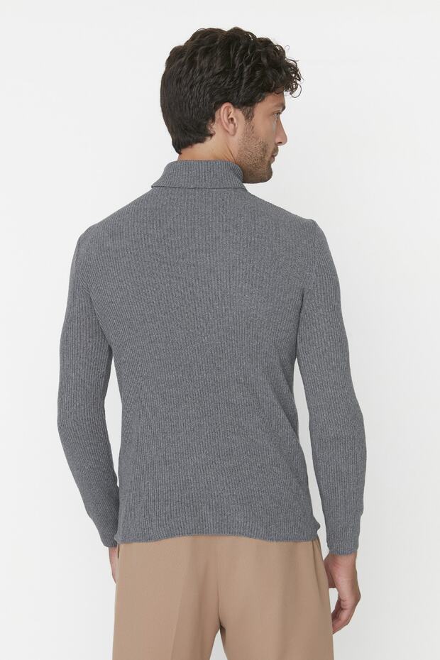 Füme Slim Fit Pamuklu Couple/Çift Balıkçı Yaka Fitilli Örgü Kazak TMNAW20MG0031 - 10