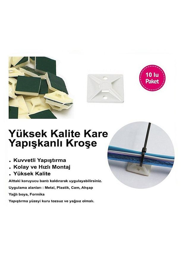 Yüksek Kalite Yapışkanlı Kare Kroşe 20x20 10 Lu Paket - 1