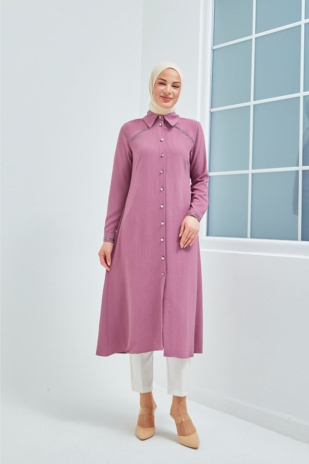 Kolu Ve Önü Taş Detaylı Tunik - 6