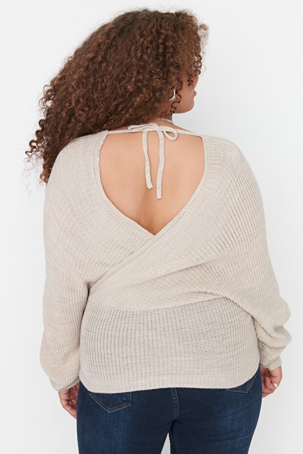 Sweter z zamkiem z przodu i wiązaniem z tyłu TBBAW23AN00040 - 5